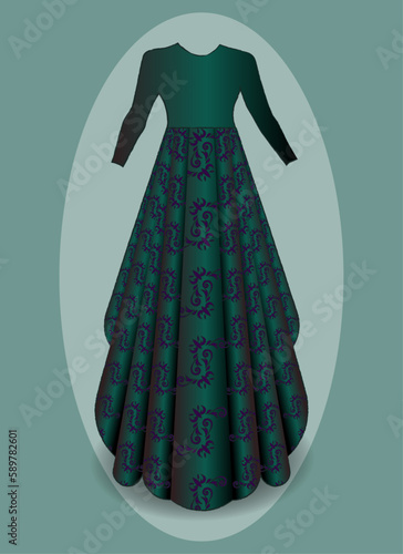 Silhouette ornament Woman in dress for wedding decoration, prom wedding dress maxi, indian style frock dress
