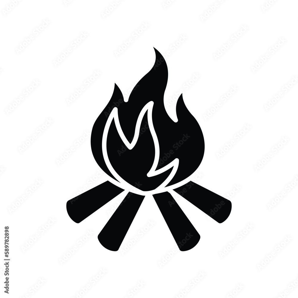 camp fire icon vector design template in white background camp fire icon vector design template in white background