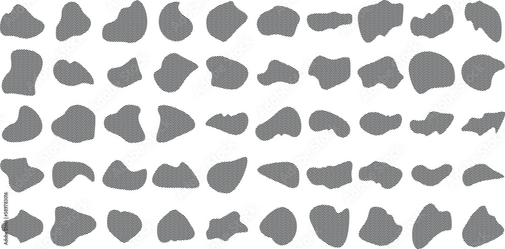 Fototapeta premium Hand Drawn Organic Shapes Liquid and fluid shape Black symbol Set 50