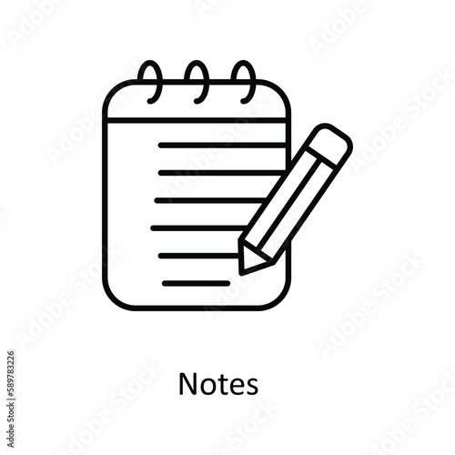 Notes Vector outline Icons. Simple stock illustration stock