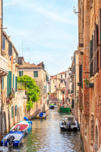 Venice, Italy - July 16, 2019: canal in the historical part of Venice. Channel rio di S. Zan Degola photo