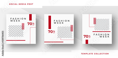 Fashion week post design social media sale post template. sale banner template