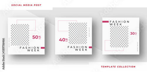 Fashion week post design  social media sale post template.