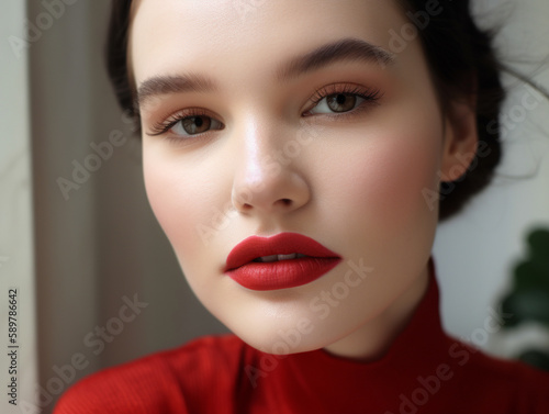 A Classic Red Lip Lipstick   Generative AI