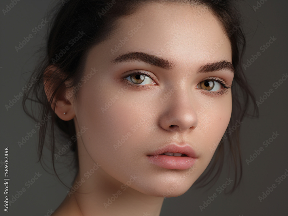 Fototapeta premium A Woman with a Minimalist Makeup Look | Generative AI