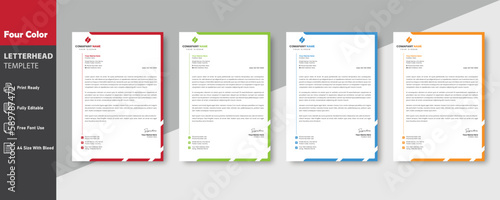 Simple and Professional Letterhead Design. Modern Official Corporate Company Business Letterhead Template Design With Color Variation Bundle.