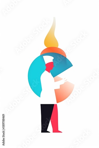 abstract chef portrait wearing hat and chef uniform, vector illustration.
