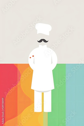 abstract chef portrait wearing hat and chef uniform, vector illustration.