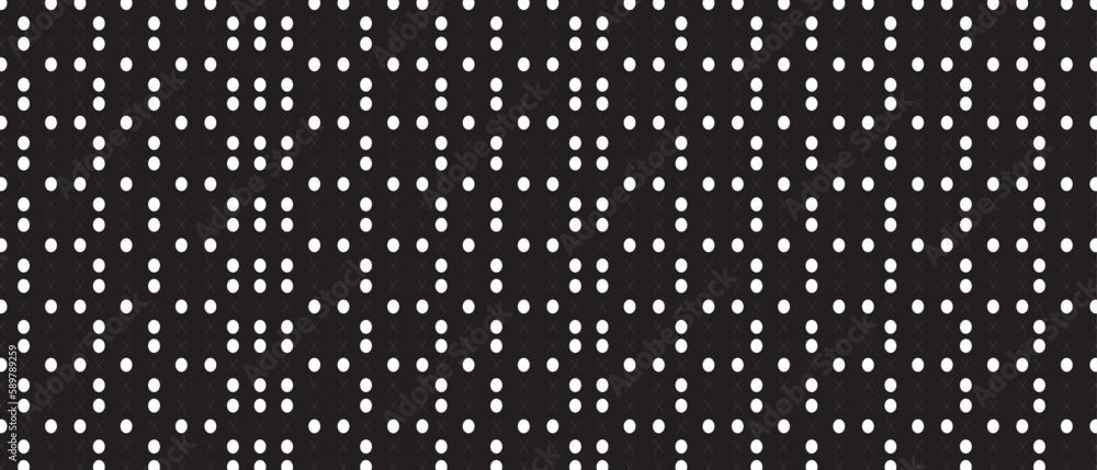 White polka dot pattern on black background. Straight dot pattern for backdrop and wallpaper template. Simple classic polka dot lines with repeat stripes texture. Polka background, vector illustration White polka dot pattern on black background. Straight dot pattern for backdrop and wallpaper template. Simple classic polka dot lines with repeat stripes texture. Polka background, vector illustration