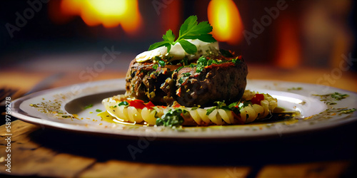 Lula kebab is a type of kebab cooked on skewers. It is made from minced meat This is a signature dish of Armenian Azerbaijani and other cuisines of the countries of the South Caucasus the Middle East photo