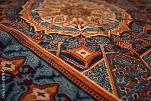 Close-Up Of A Carpet. Islamic Caligraphy. Generative AI