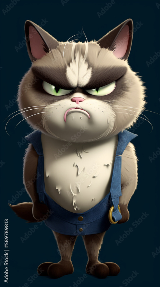 Fototapeta premium A grumpy cat cartoon
