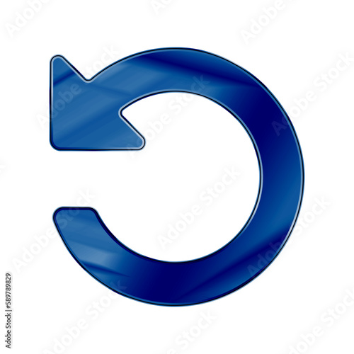 Dark Blue Colored Metal Chrome web icon arrow refresh.