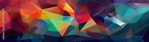Colorful dimensions of a triangle background. Composition of triangles with artistic feel. Abstract background. wide format. Generative AI. 