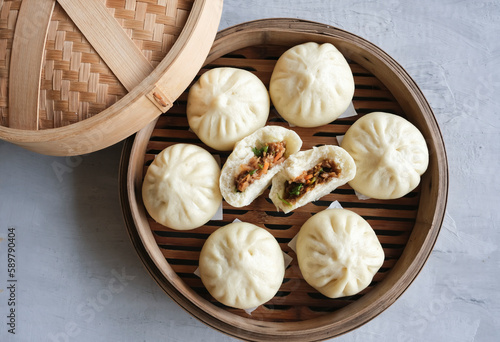 Homemade Chinese pastry. Steamed Pan-Fry Shredded Turnip Bao. Made from organic unbleached flour, choice of meat or non meat fillings and both are equally as delicious and healthy