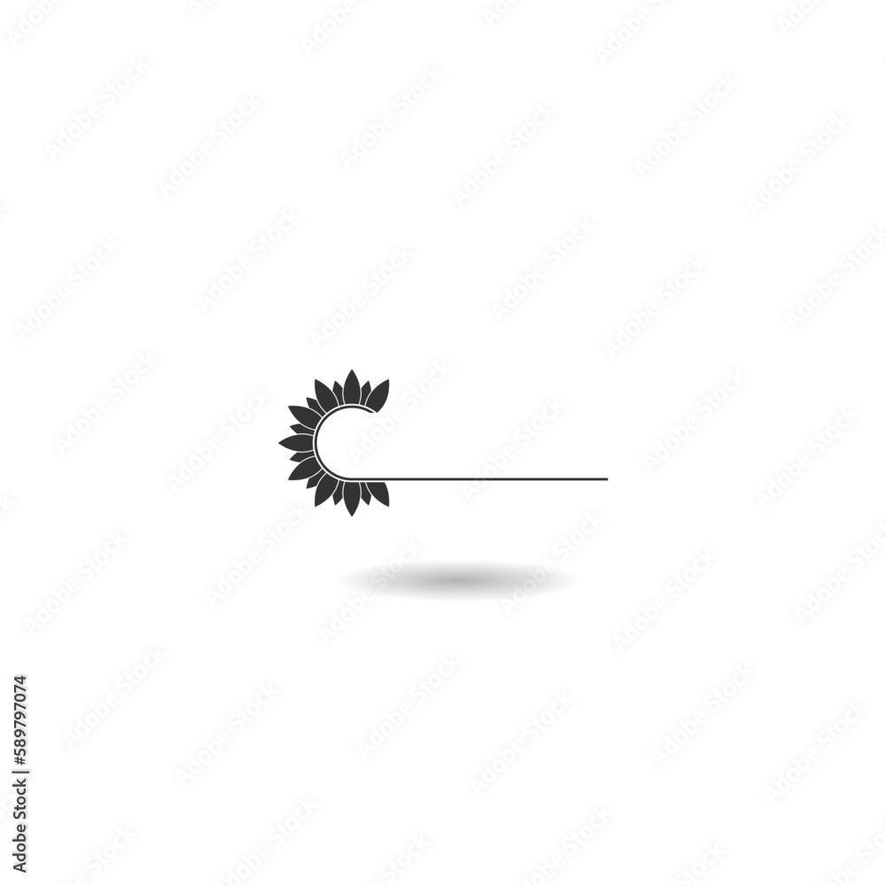 Sunflower banner icon with shadow Sunflower banner icon with shadow