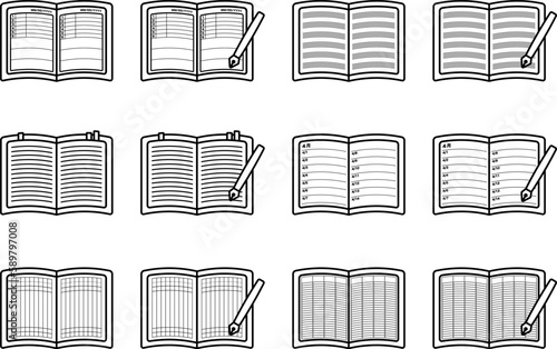 It is a simple illustration set of various notebooks.