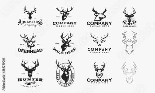 collection of deer logo icon and vector