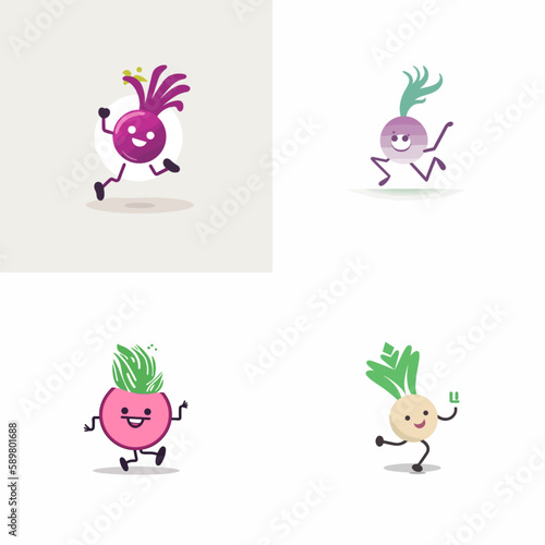 set of funny cartoon vegetables