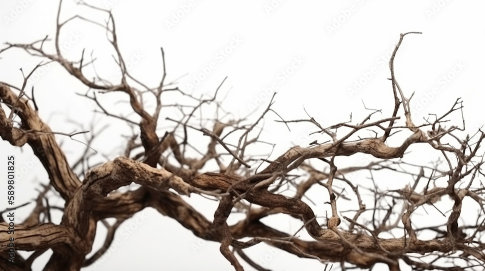 Dry tree branches on isolated white background Dry tree branches on isolated white background
