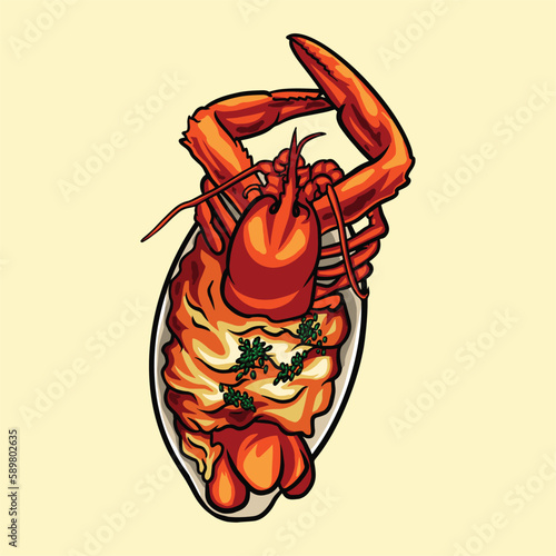 lobster casserole gratin food vector