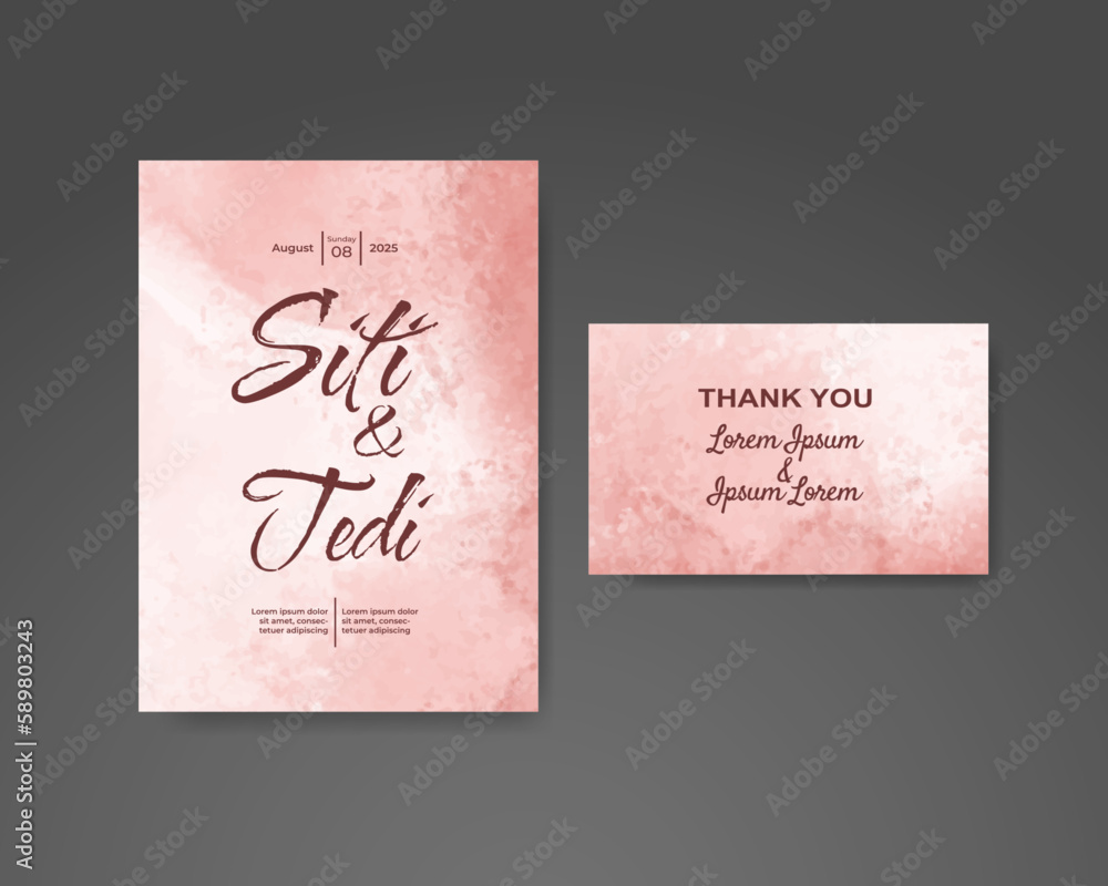 Wedding invitation with abstract watercolor background