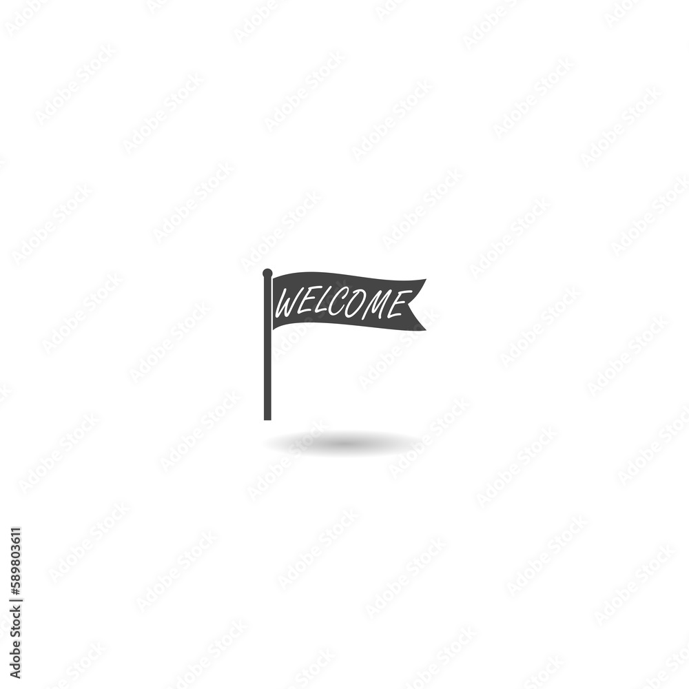 Fototapeta premium Welcome flag icon with shadow