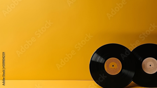 Music background with vinyl records. Illustration AI Generative.