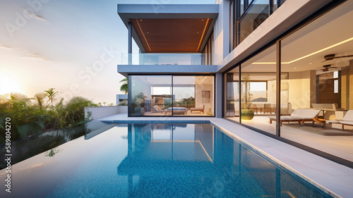 Real estate luxury villa. Illustration AI Generative