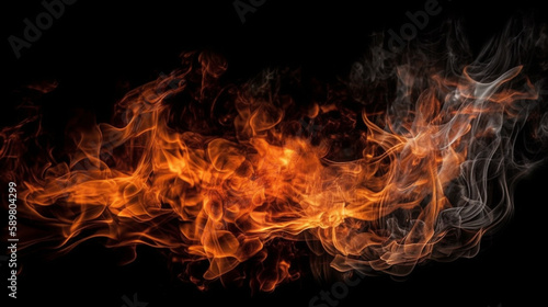 blaze fire flame texture isolated black background © bahadirbermekphoto