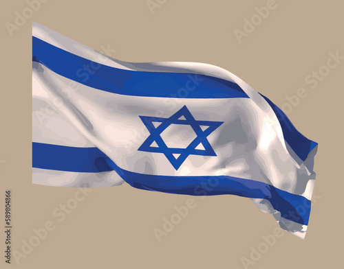 Flag of Israel waving in the wind. Vector.