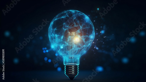 Light bulb Global Internet connection. Business global internet connection application technology and digital marketing, Financial and banking, Digital link tech, big data. 