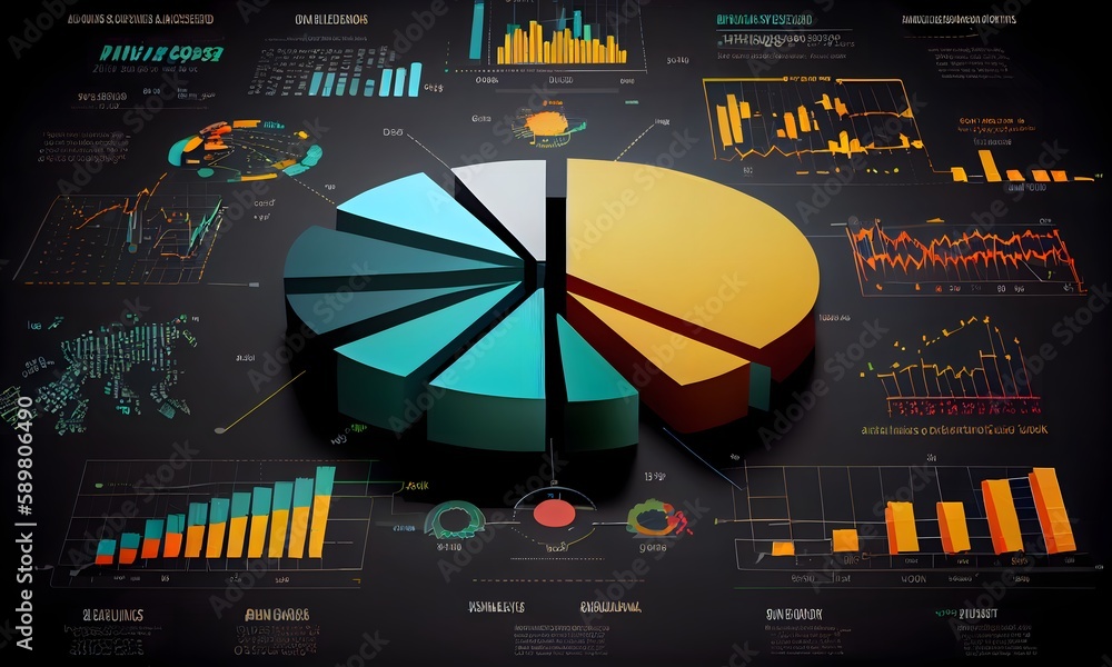 Ilustrace „Big data analytics report. Infographic with graph and chart ...