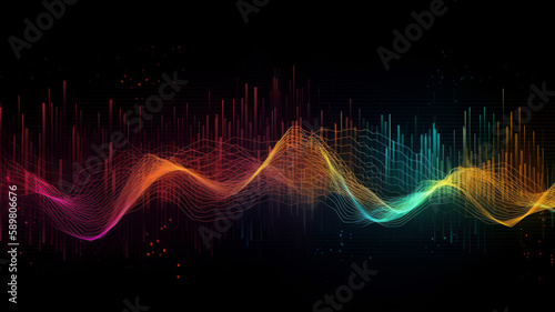 Abstract music equalizer background. Illustration AI Generative. photo