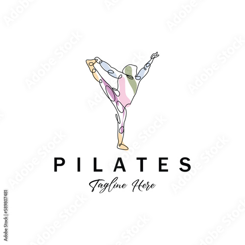 Pilates sitting pose logo icon symbol a calming yoga exercise that moves the whole body