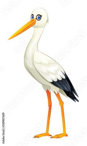 Cute stork cartoon illustration isolated on white background