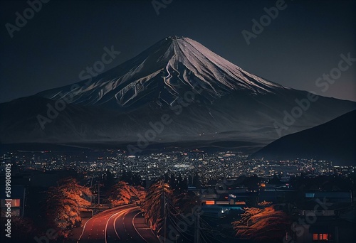 富士山と東京　夜景. Generative AI © Chloe