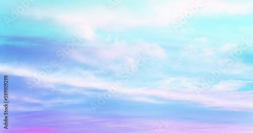 Lavender violet and aqua blue dawn sunset sky. Beautiful 4K time lapse. Earth and sky watercolor painting aethtetics. Stylish environmental color palette. 
