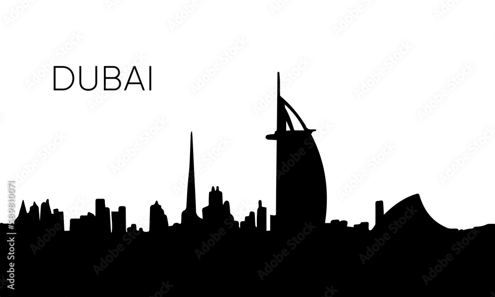 Obraz premium Dubai city silhouette. Vector skyline illustration