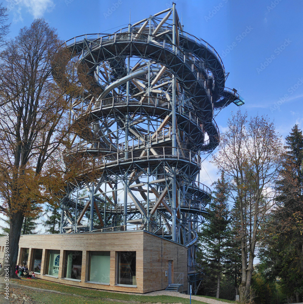 Mlynica (Mill Hill) Observation Tower in spa resort in the Izerskie