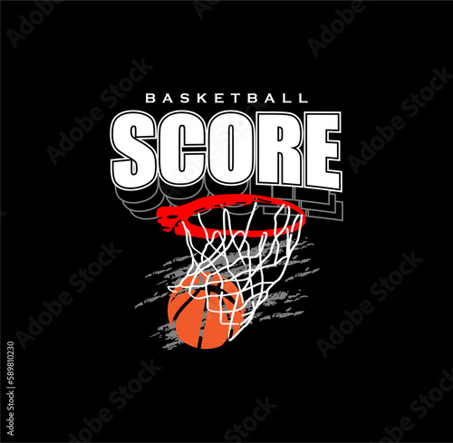 SCORE Typographic vector illustration of basketball theme . t shirt graphics 