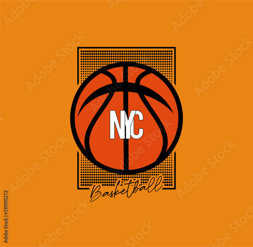 Vector illustration on the theme of basketball in Brooklyn street. Sport typography, t-shirt graphics, poster, banner, flyer, print and postcard 