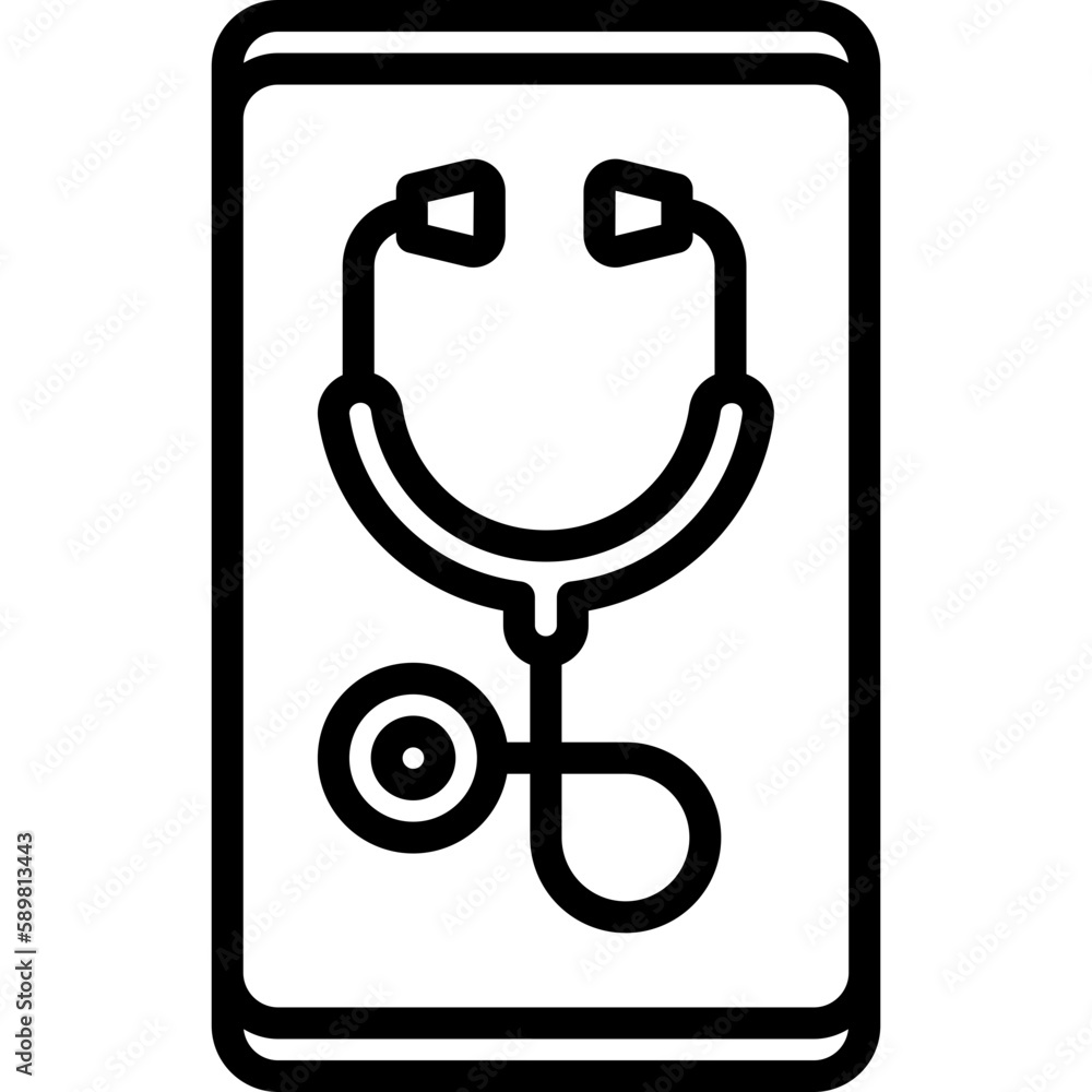 Telemedicine thin line icon, stethoscope on screen of smartphone. Modern vector illustration. Telemedicine thin line icon, stethoscope on screen of smartphone. Modern vector illustration.