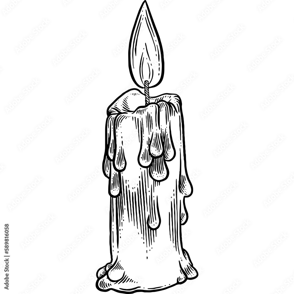 Hand drawn Melting Candle Sketch Illustration Stock Vector | Adobe Stock