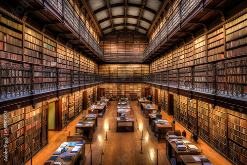 Library in the future huge study room for learning, generated Ai, generated, AI