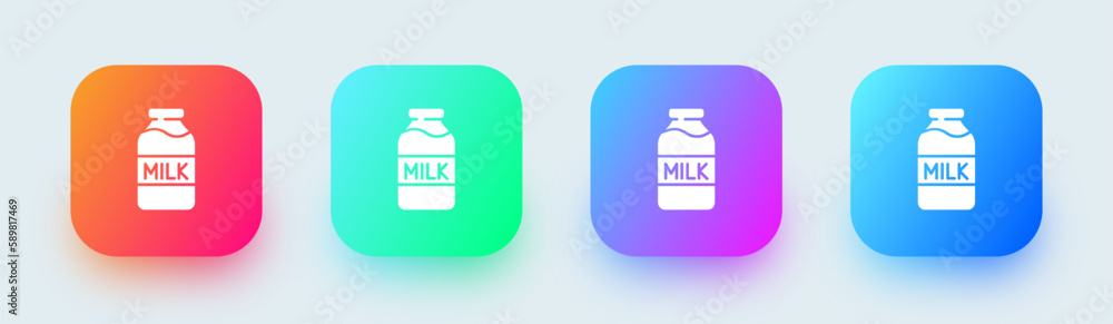 Milk solid icon in square gradient colors. Drink signs vector illustration. Milk solid icon in square gradient colors. Drink signs vector illustration.