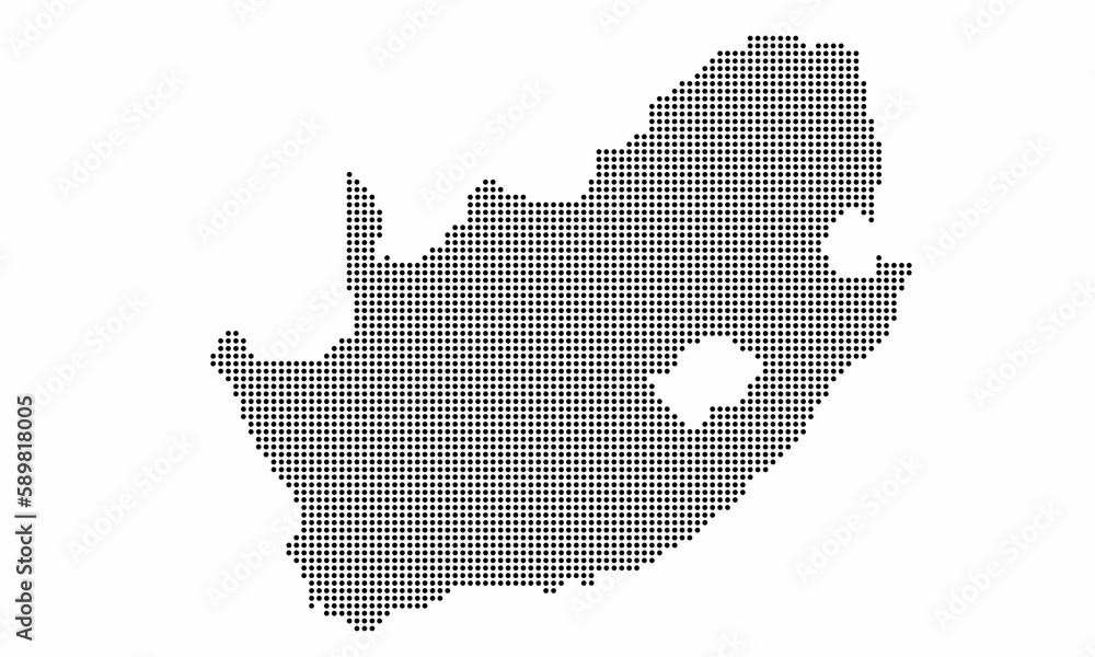 South Africa dotted map with grunge texture in dot style. Abstract vector illustration of a country map with halftone effect for infographic. 