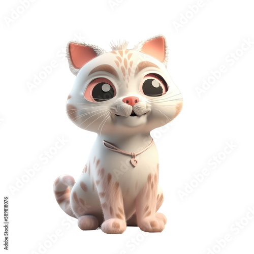 Wallpaper Mural 3d icon cute happy funny cat Illustration of character Cartoon minimal style on Isolated Transparent png background. Generative ai Torontodigital.ca
