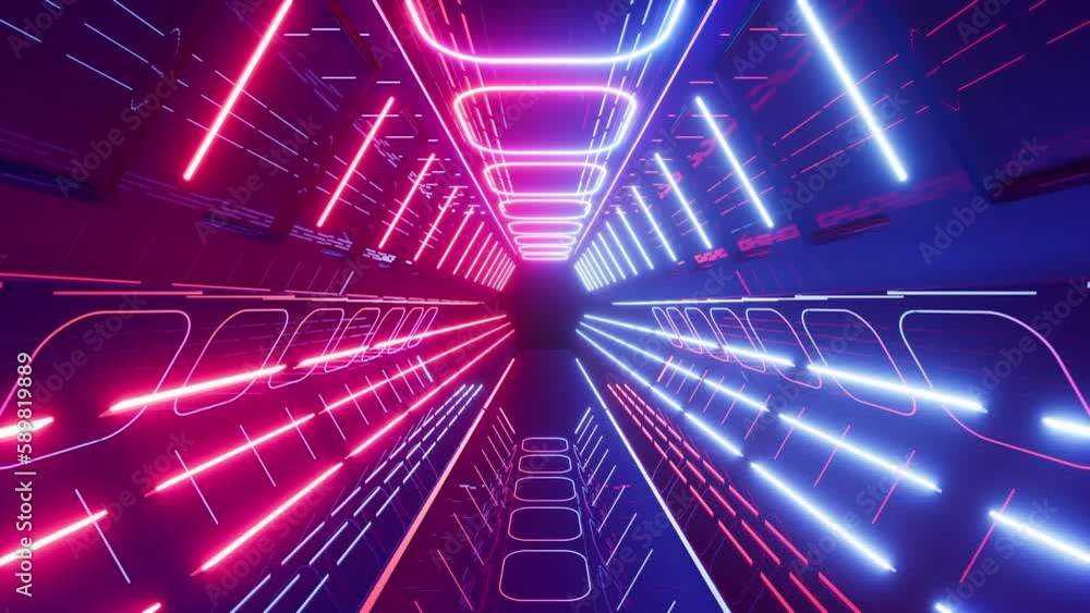 Neon lines and tunnel, 3d rendering. Neon lines and tunnel, 3d rendering.