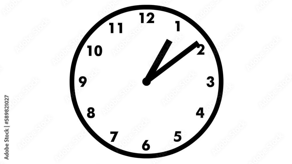 Animated clock. Black watch. Concept of time, deadline. Looped video. Vector illustration isolated on white background.
Animated clock. Black watch. Concept of time, deadline. Looped video. Vector illustration isolated on white background.